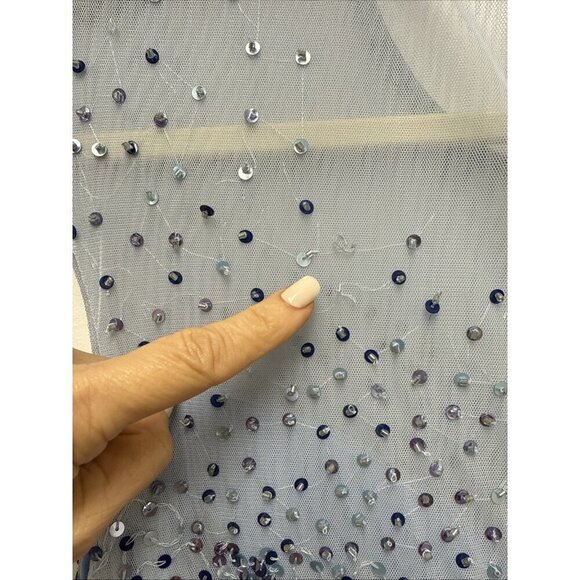 Mac Duggal Size 14 Blue 5619 Sequins  Beaded Illusion Neck Formal Gown 5619 Prom - Picture 11 of 16